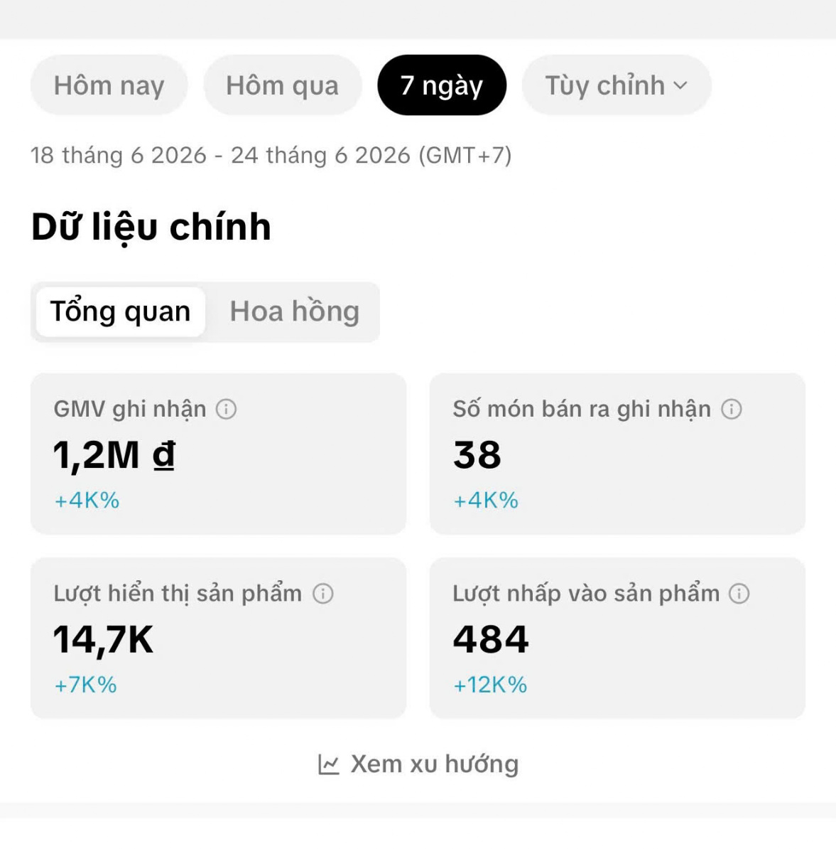 Thống kê số lượng đơn hàng thực tế từ video ngắn của học viên